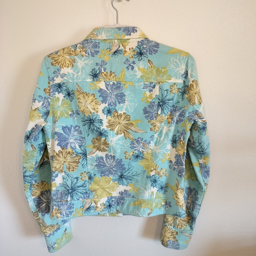 Liz Claiborne Womens Vintage Floral Denim Jacket Size M Cottagecore 90s Coastal - Picture 2 of 8